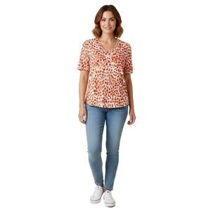 Chico's Orange V-neck Animal Print T Shirt
